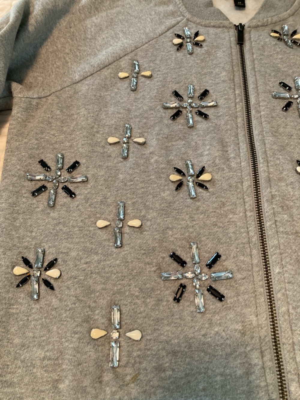 Banana Republic Light Gray Embellished Zip-Up Sweatshirt - Picture 4 of 9